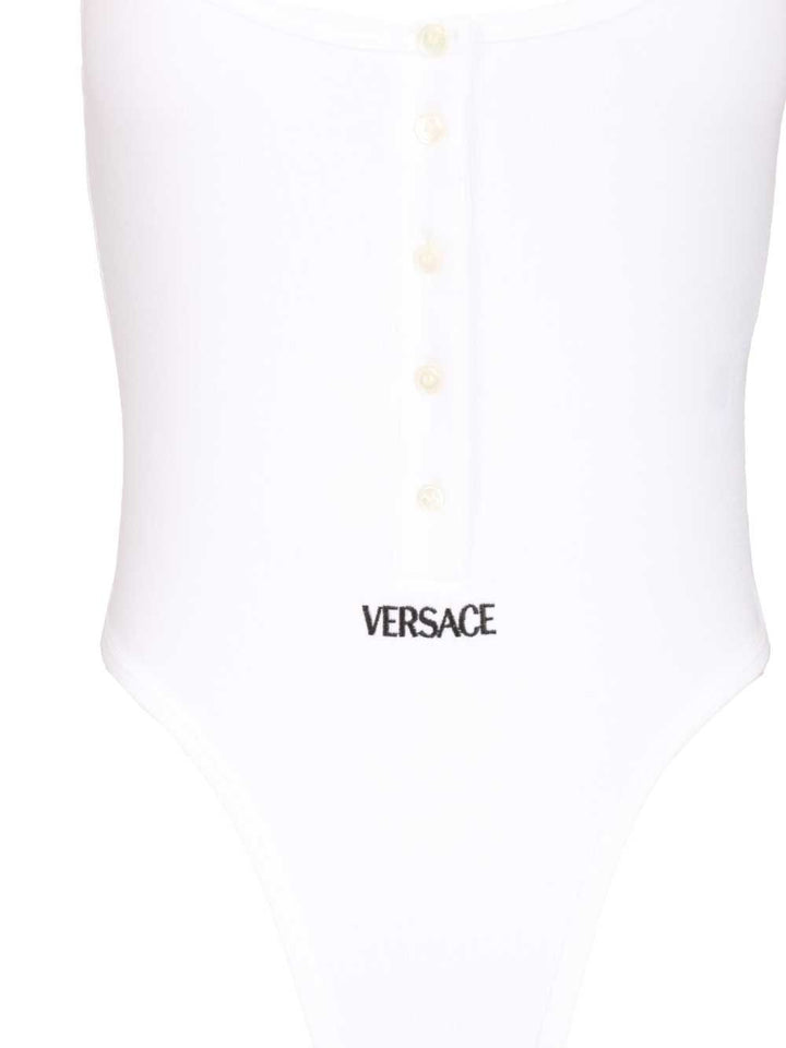 Versace Organic Cotton Bodysuit Tops - White | 25b6d5eda60ada371aade22410f1bd9f6b490b87
