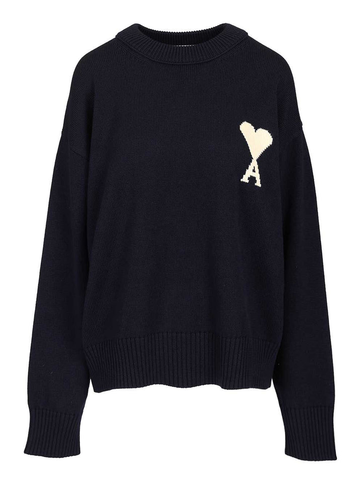Ami Ami De Coeur Crew Neck Sweater Knitwear - Blue | 75bf0e6df3488e5d813150d7cd5de37b3514de6e