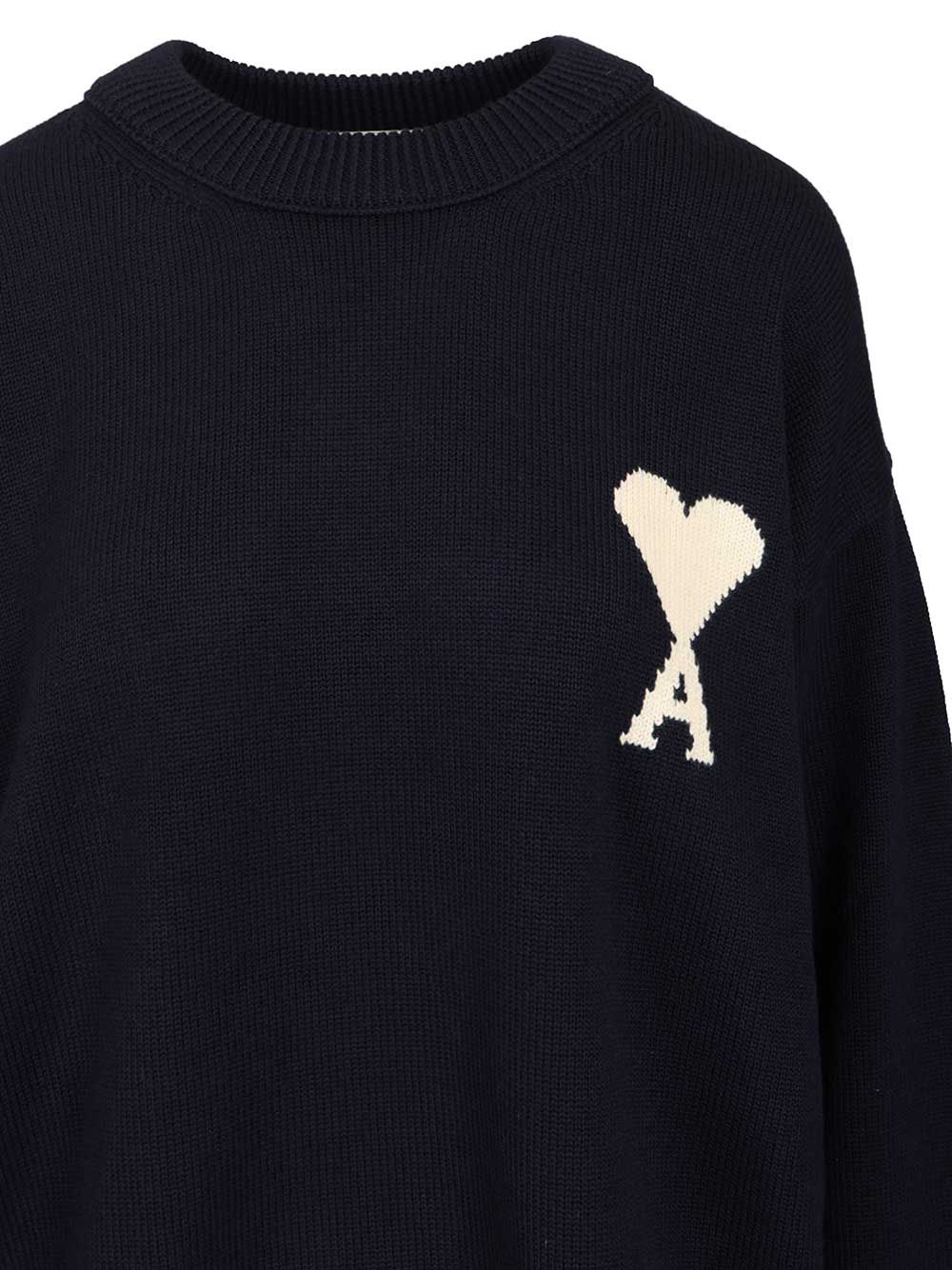 Ami Ami De Coeur Crew Neck Sweater Knitwear - Blue | e9e24a3c2ee74312d2b0e11dccc15079be711874