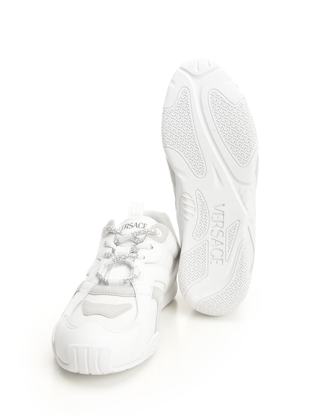 Versace Sneaker Suede+Fabric+Calf Leather Sneakers - White | 7612d4fd3869f78f43761ad208a96c967d87485d