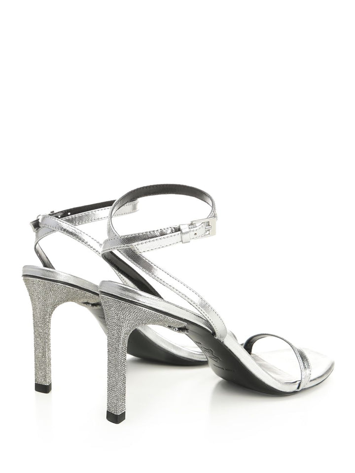 Tory Burch Metallic Leather  With Crystal Sandals - Silver | 1a714c0417e69a0ba06616687404345448bb7471