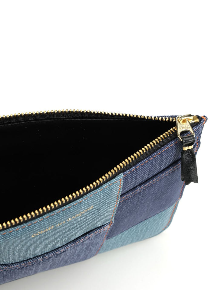 Comme Des Garcons Wallet Patchwork Leather Denim Effect Zipped Pouch Small leather goods - Blue | b5c64f72c717edcd92de4a1380b0b0e25cb355cc
