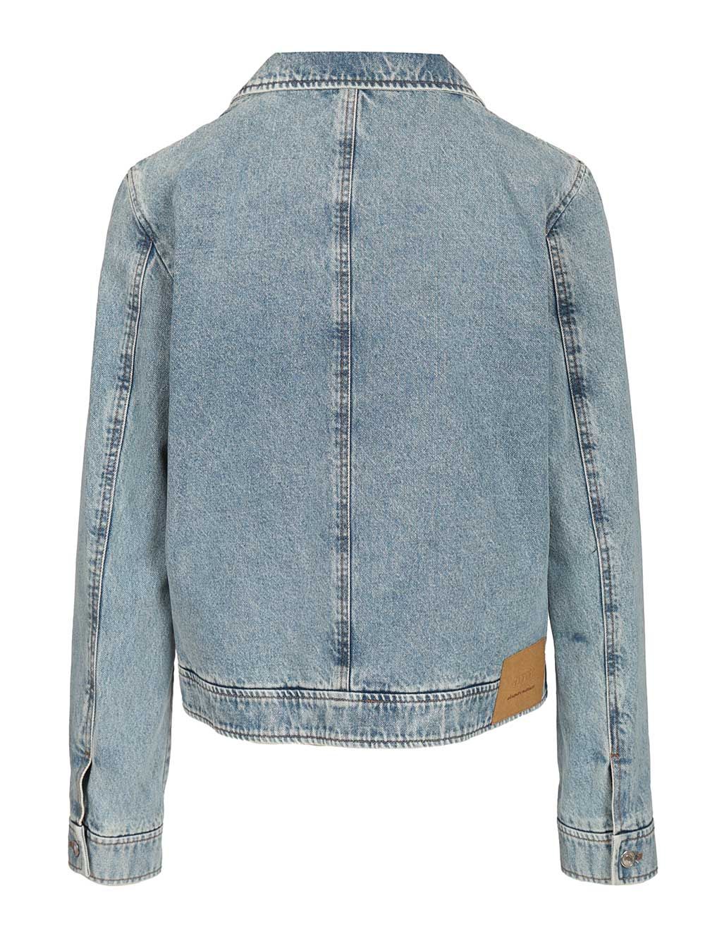 Ami Contrasted Ami De Coeur Zipped Jacket Used Indigo Denim Jackets - Light blue | 2e01aac0fe96c65413a470794b4c51b26d501ca3