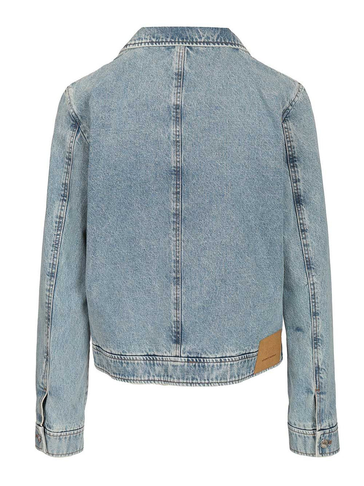 Ami Contrasted Ami De Coeur Zipped Jacket Used Indigo Denim Jackets - Light blue | 2e01aac0fe96c65413a470794b4c51b26d501ca3
