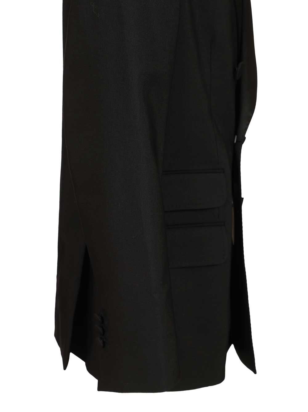 Ami Straight Double Breasted Smocking Jacket Wool Canvas Jackets - Black | 60f3b10bfe968691f1c4689c3bcff2004e2f893b