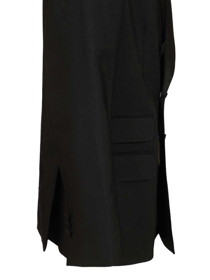 Ami Straight Double Breasted Smocking Jacket Wool Canvas Jackets - Black | 60f3b10bfe968691f1c4689c3bcff2004e2f893b