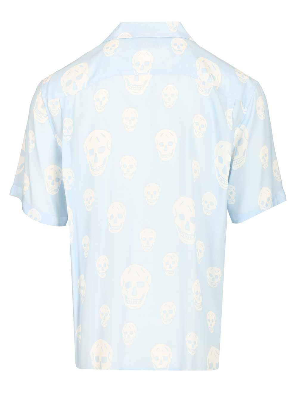 Mcqueen Printed Crepe De Chine Shirt Shirts - Light blue | c20fb1cc33380ea813b54a6c9552f813ff845da2
