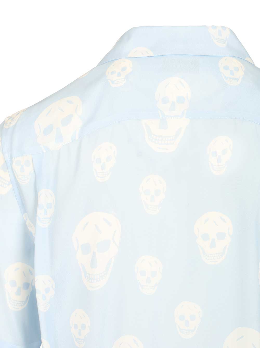 Mcqueen Printed Crepe De Chine Shirt Shirts - Light blue | eae7ba6f22536e28f8a046d9206f351dfe677442