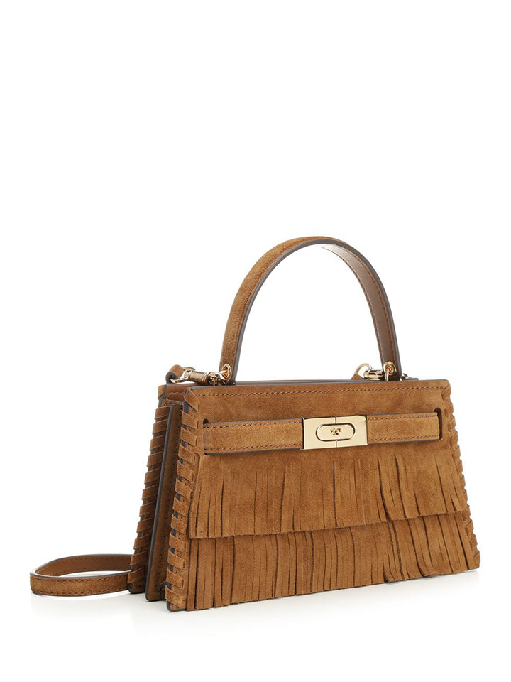 Tory Burch Lee Radziwill Petite Suede Fringe Mini Top Handle Handbags - Brown | 3960bcd88223050ad9822f57a2c828b56f94b0b1