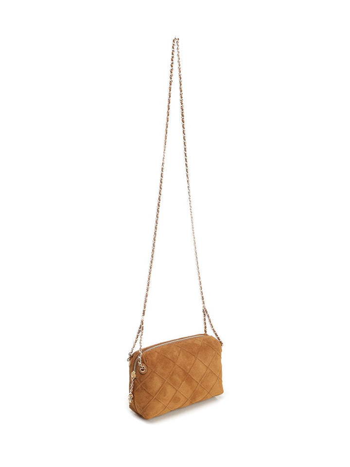 Tory Burch Fleming Suede Shoulder Bag Crossbody Bags - Brown | d68c2b06a3198ae9ed89ded606d31a5bb788b105