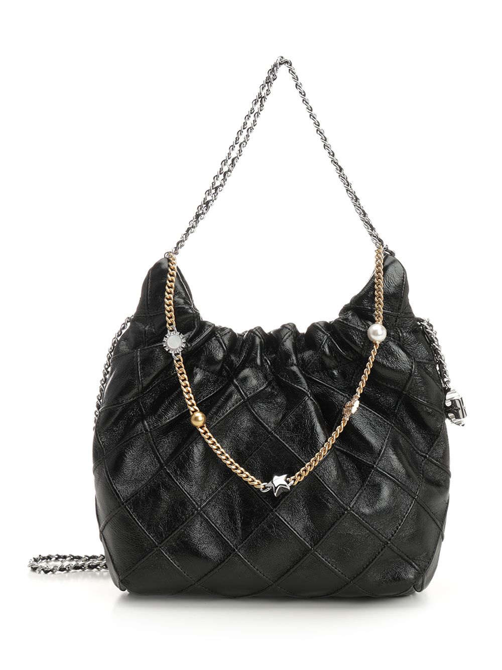 Tory Burch Fleming Distressed Mini Hobo Bag Shoulder Bags - Black | dd816fb2ee7f3e93f196117d75e90abc00f20527