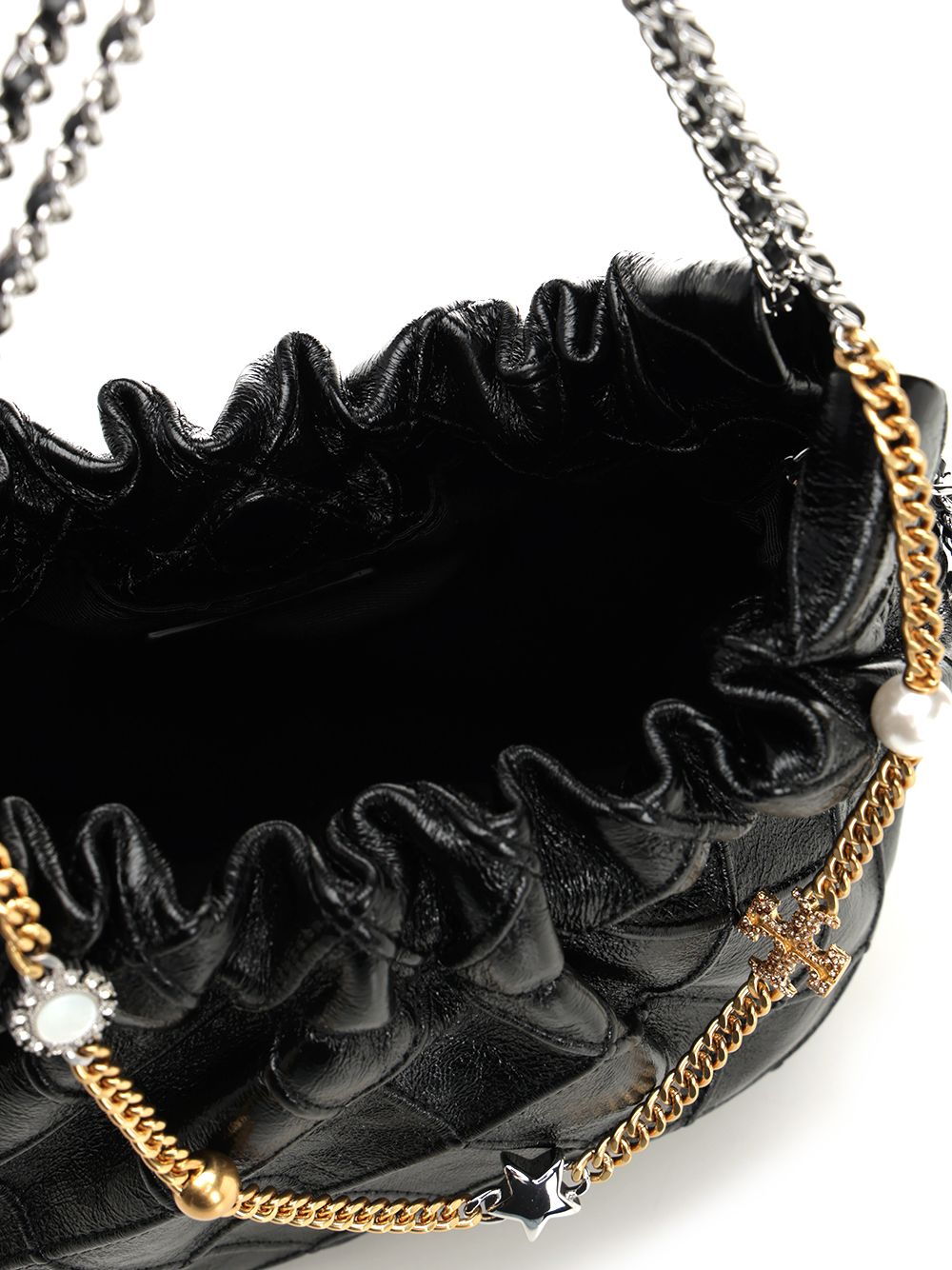 Tory Burch Fleming Distressed Mini Hobo Bag Shoulder Bags - Black | fcd3ba415bb2f2d91ec3302ac8ab2ac4d3b9b0fd