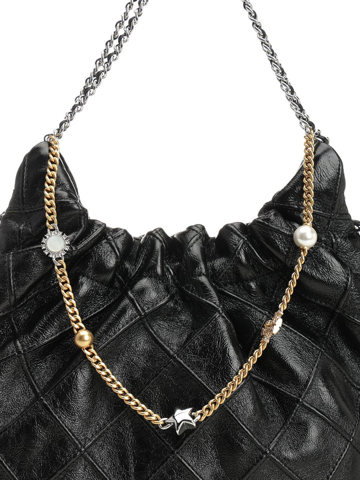 Tory Burch Fleming Distressed Mini Hobo Bag Shoulder Bags - Black | 5ca8f3a7e6988efcf4e91cd212178191aba722d9