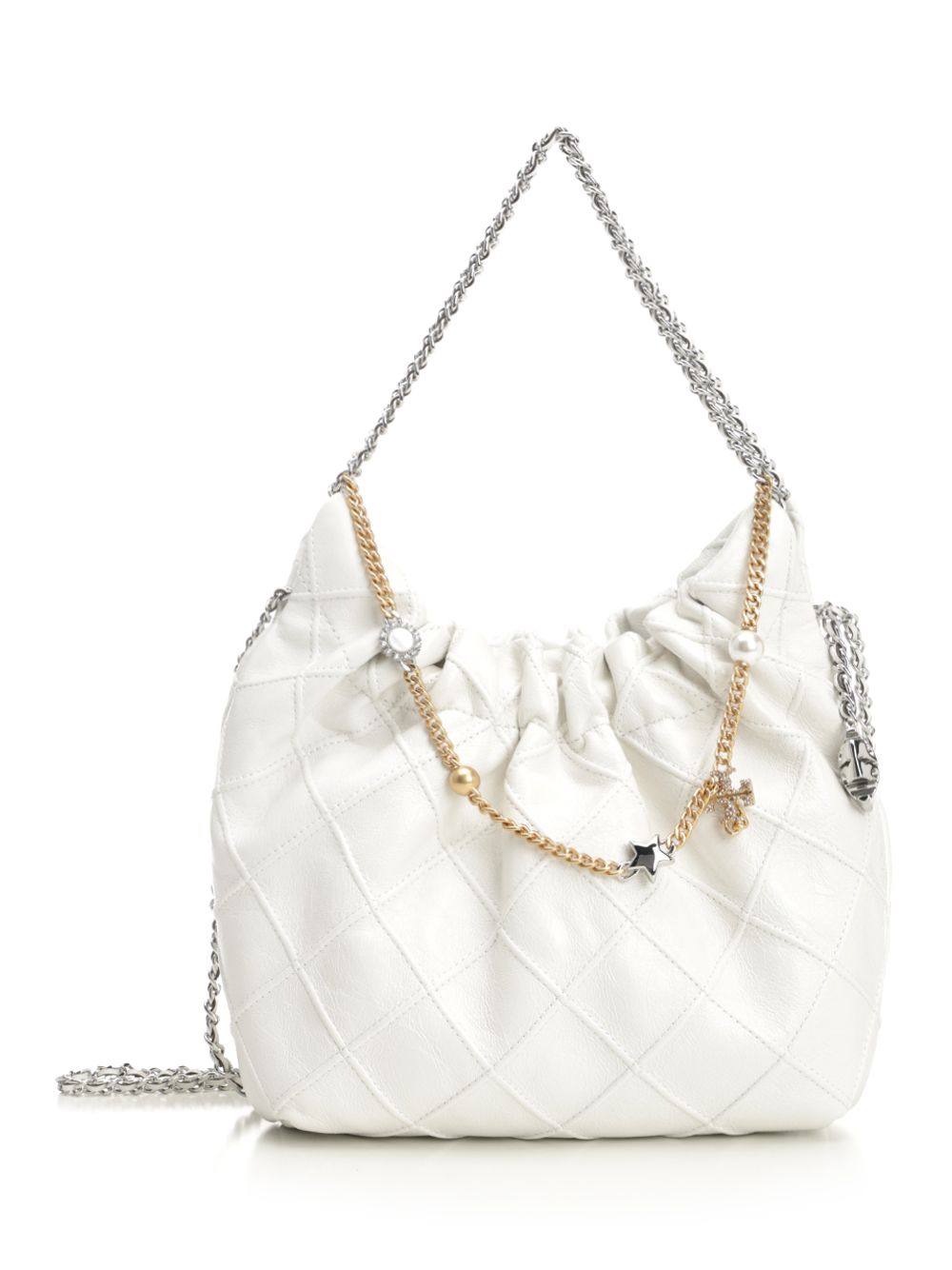 Tory Burch Fleming Distressed Mini Hobo Bag Shoulder Bags - White | a1caf80d4df5970d6a2845e90f582faa5e859c8d