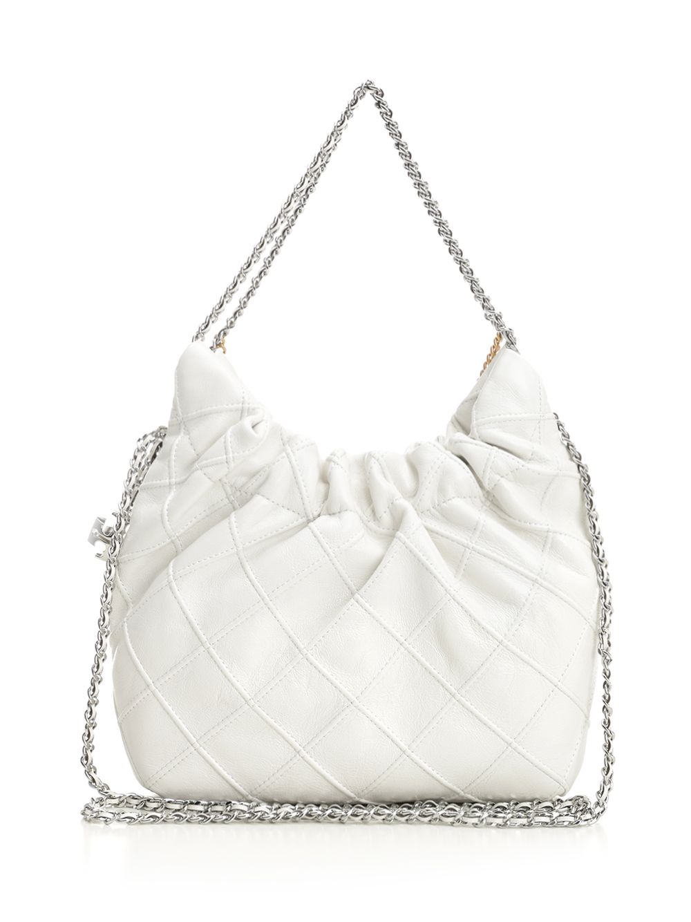 Tory Burch Fleming Distressed Mini Hobo Bag Shoulder Bags - White | b7d53aa2f57ff1e876203820c209a2baf548a590