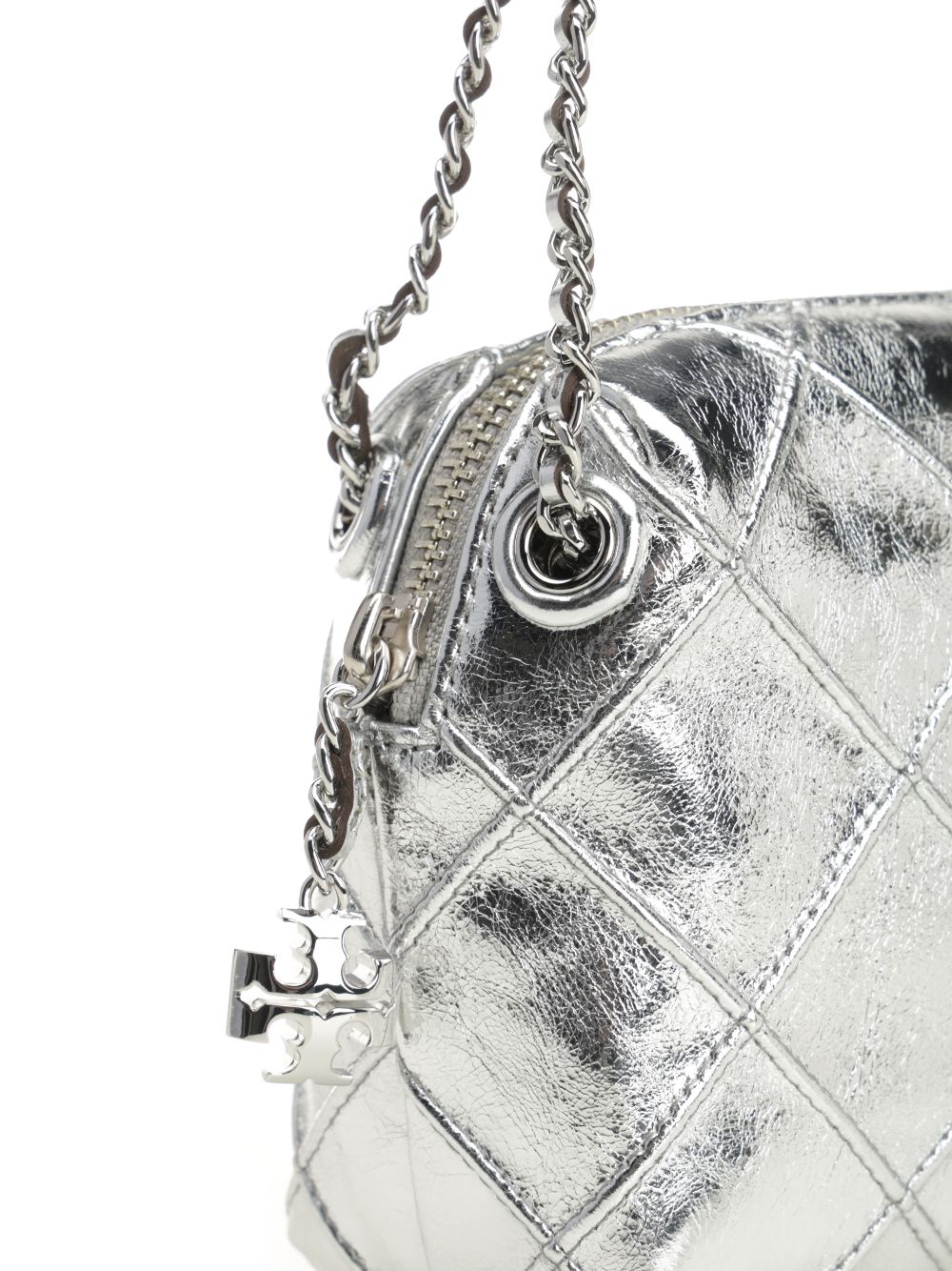 Tory Burch Fleming Metallic Soft Crossbody Bag Crossbody Bags - Silver | 5059599c5eecabe7c515bc77d97222598ce02cde