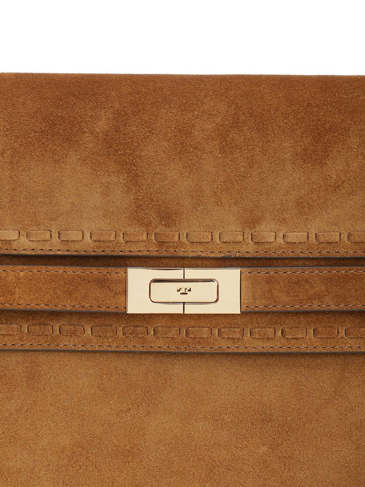 Tory Burch Lee Radziwill Suede Large Shoulder Bag Shoulder Bags - Brown | 3d0cfb0f0149da412e84d1010de79df6c862e0b8