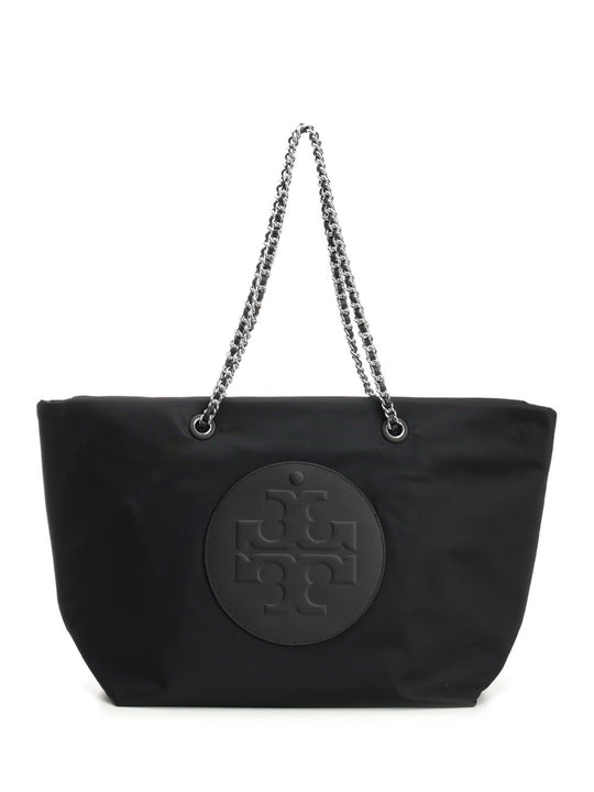 Ella Chain Zip Tote Shoulder Bags Black