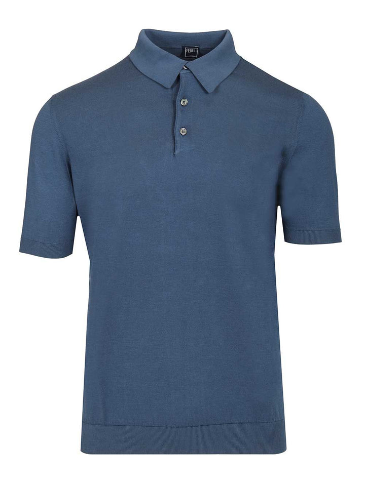 Fedeli Short-Sleeved Polo shirt - Blue | c3a2e606bcaee137c719aae5bc033d9e8d00db4b