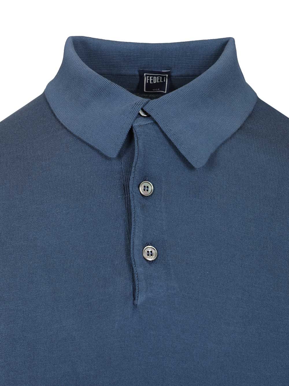 Fedeli Short-Sleeved Polo shirt - Blue | 9a675f7973b744baf9874bf33cc7076ea190e804