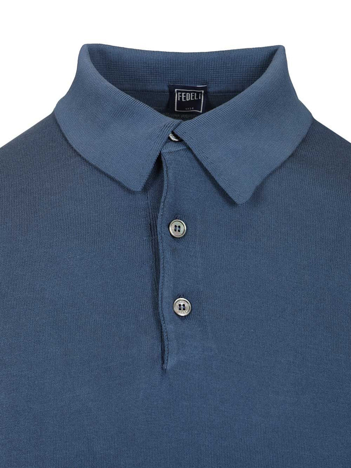 Fedeli Short-Sleeved Polo shirt - Blue | 9a675f7973b744baf9874bf33cc7076ea190e804