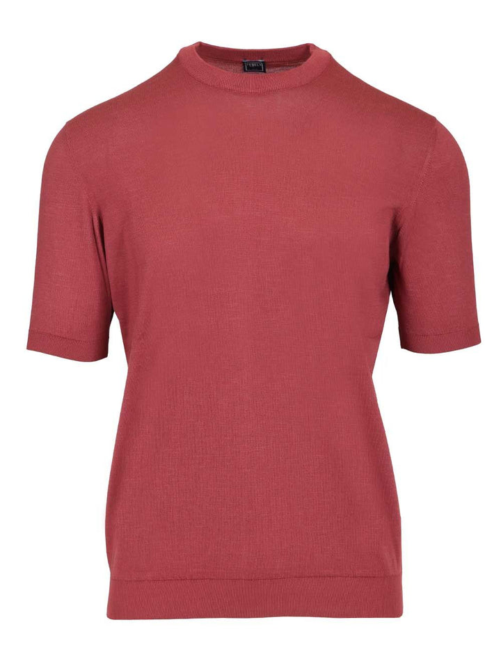 Fedeli Crew Neck T-Shirt Knitwear - Bordeaux | 2309740147ab3965b34ceec53a18441a8ee20f2d
