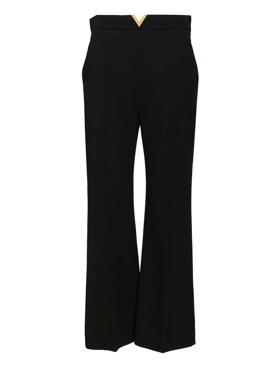 Pantalone | Solid | Wool Crepe Trousers Black