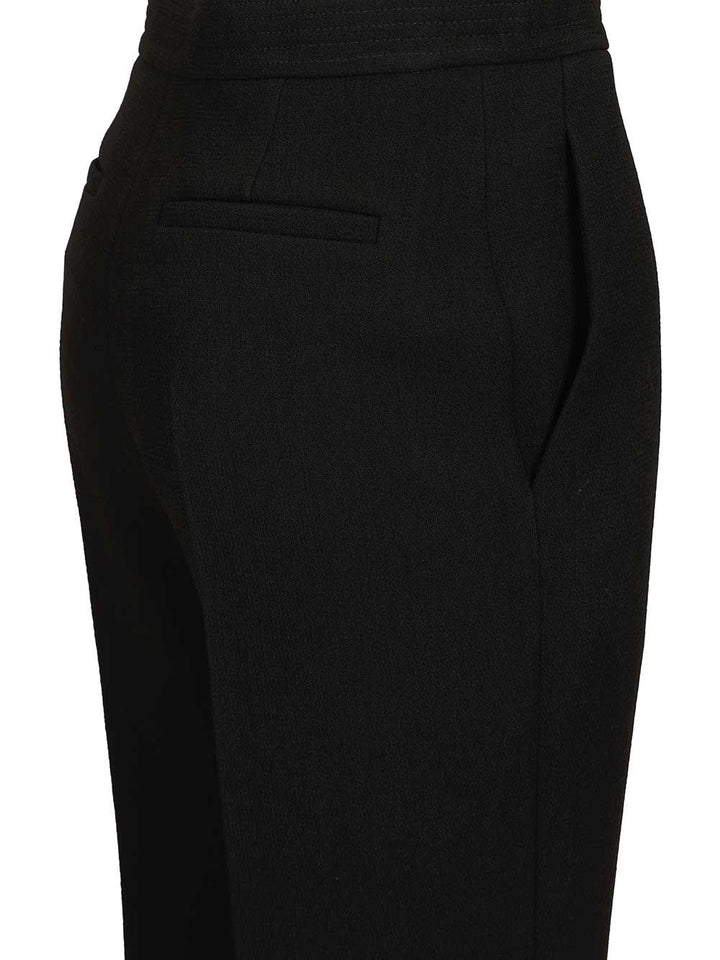 Valentino Garavani Vlogo Regular  In Wool Crepe Trousers - Black | d16b810b7ea7da41f2b67f569a9d68ab801e2533