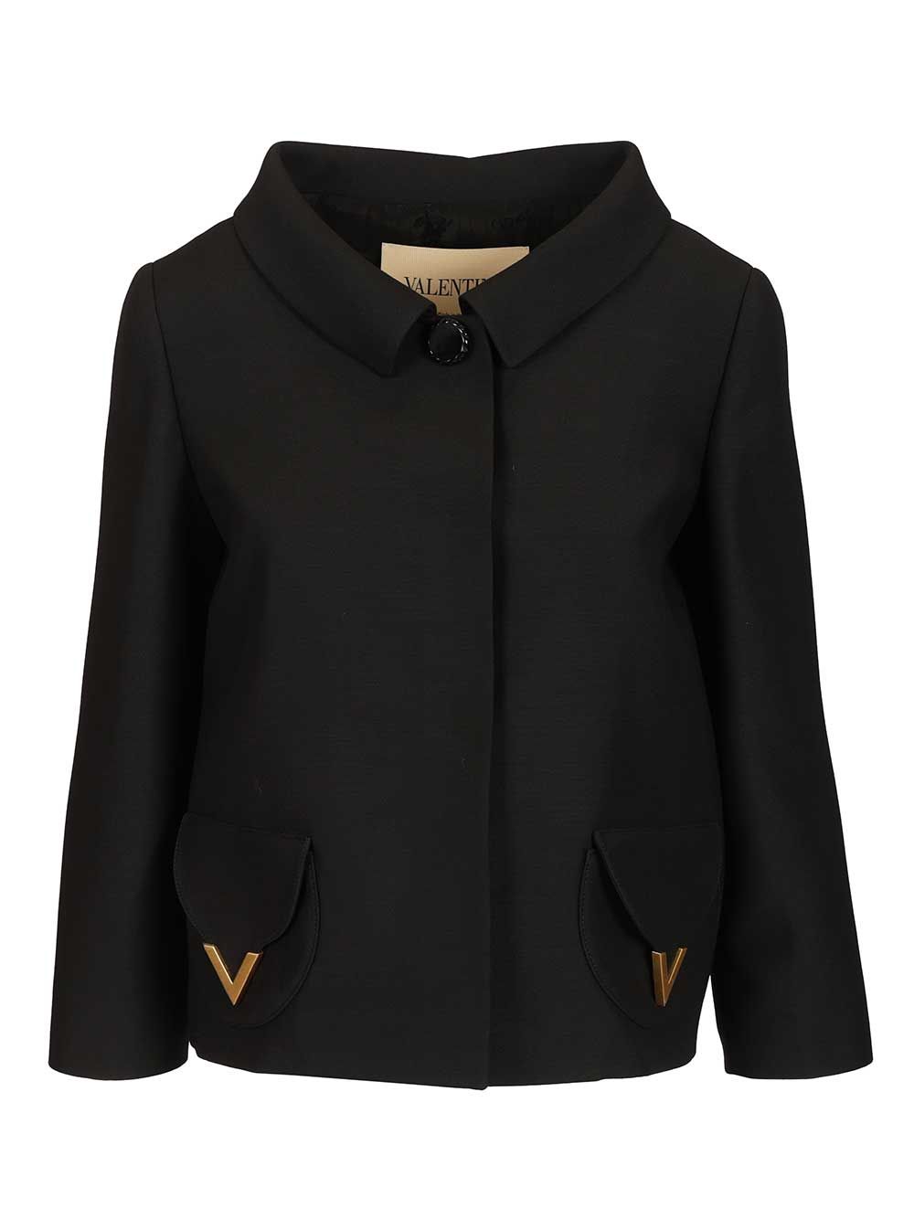 Valentino Garavani Crepe Jacket Jackets - Black | f7595cfe0644474fbd32cc0c43036c6c79c58af4