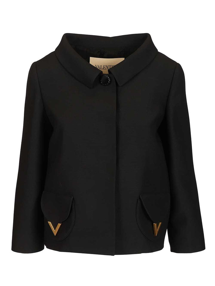 Valentino Garavani Crepe Jacket Jackets - Black | f7595cfe0644474fbd32cc0c43036c6c79c58af4