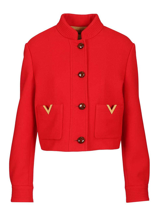 Peacoat In Drill Double With V Gold Blazers Red