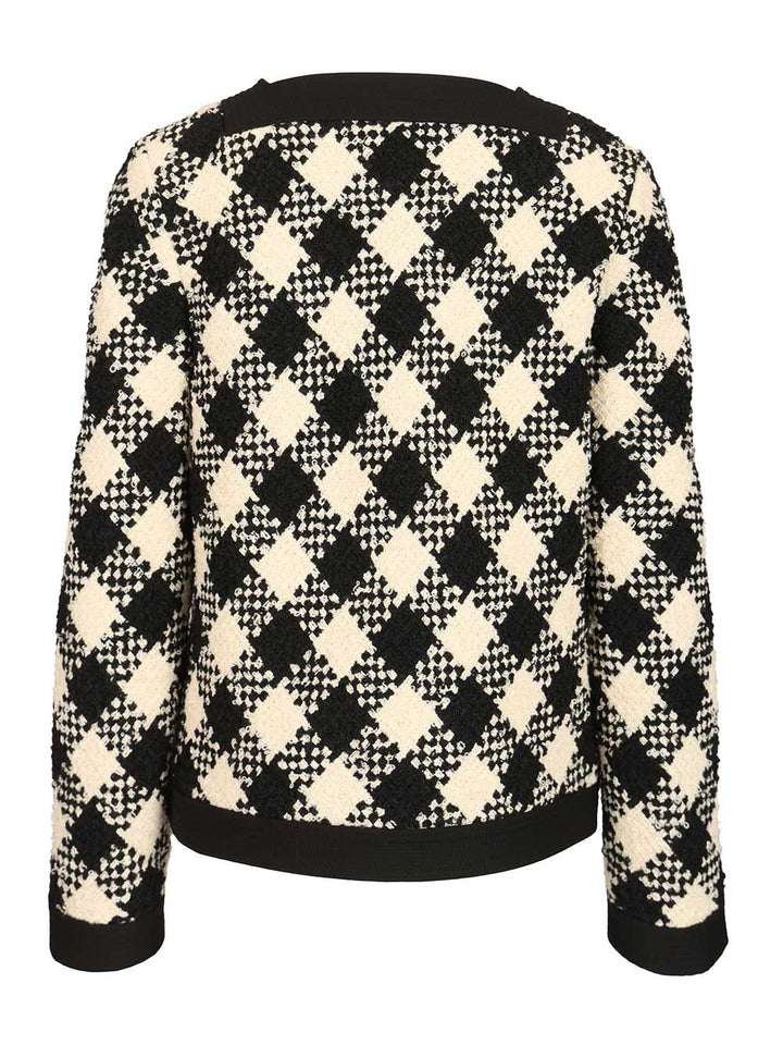Valentino Garavani Damier Checked Bouclé Tweed Jacket Knitwear - Multicolor | 8237c9d8e6c173420c95ae08bc8ac80359d3acfc