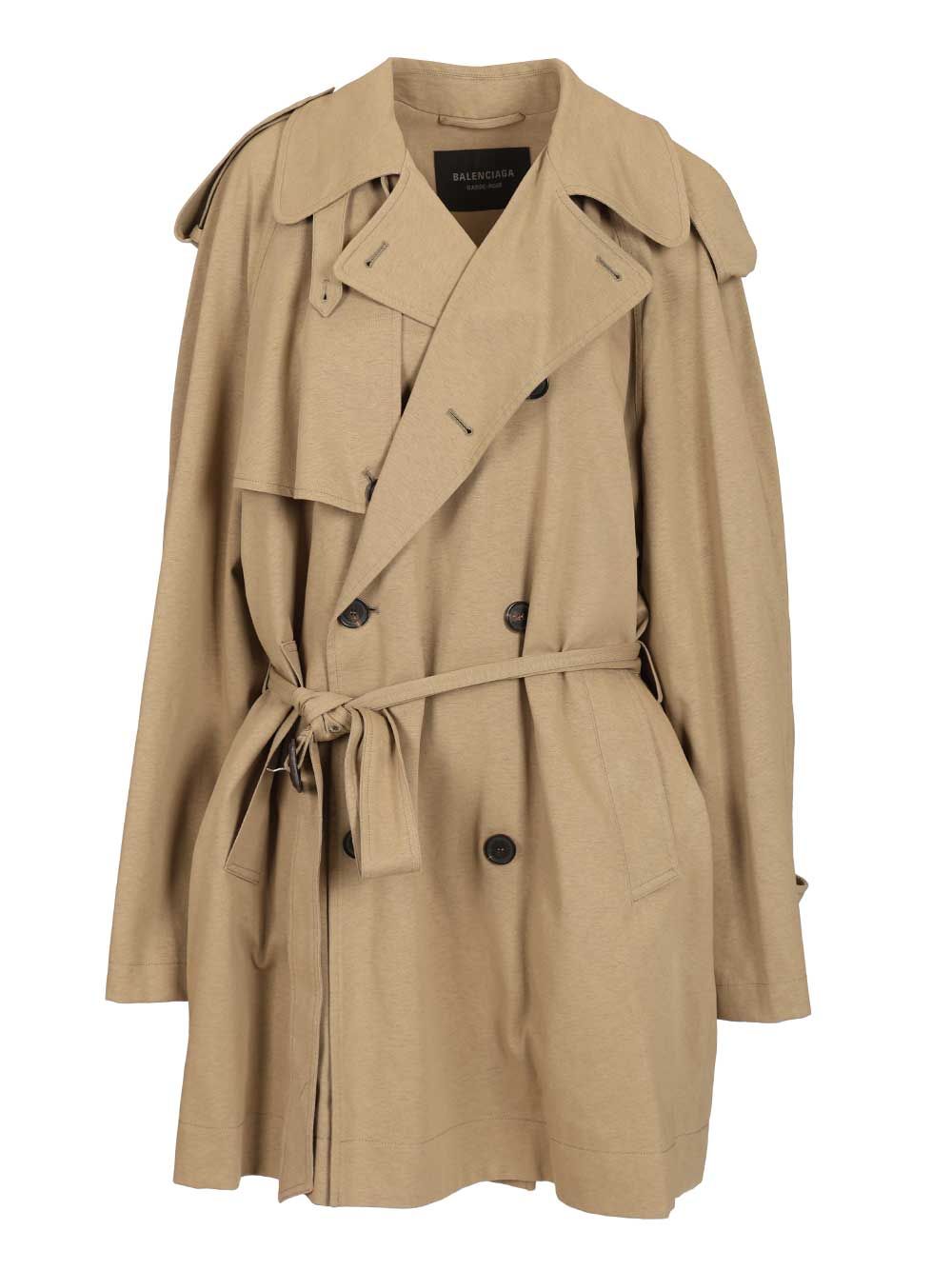 Balenciaga Cropped Trench Coat Coats - Beige | 58bb4b2835b7ad1379412e9f14fc5174c8b67317