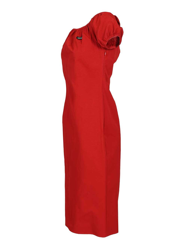 Miu Miu Cotton Midi Dress Dresses - Red | de4c9fb20159ea52a7276a9b6ddf00fdc85b29a7