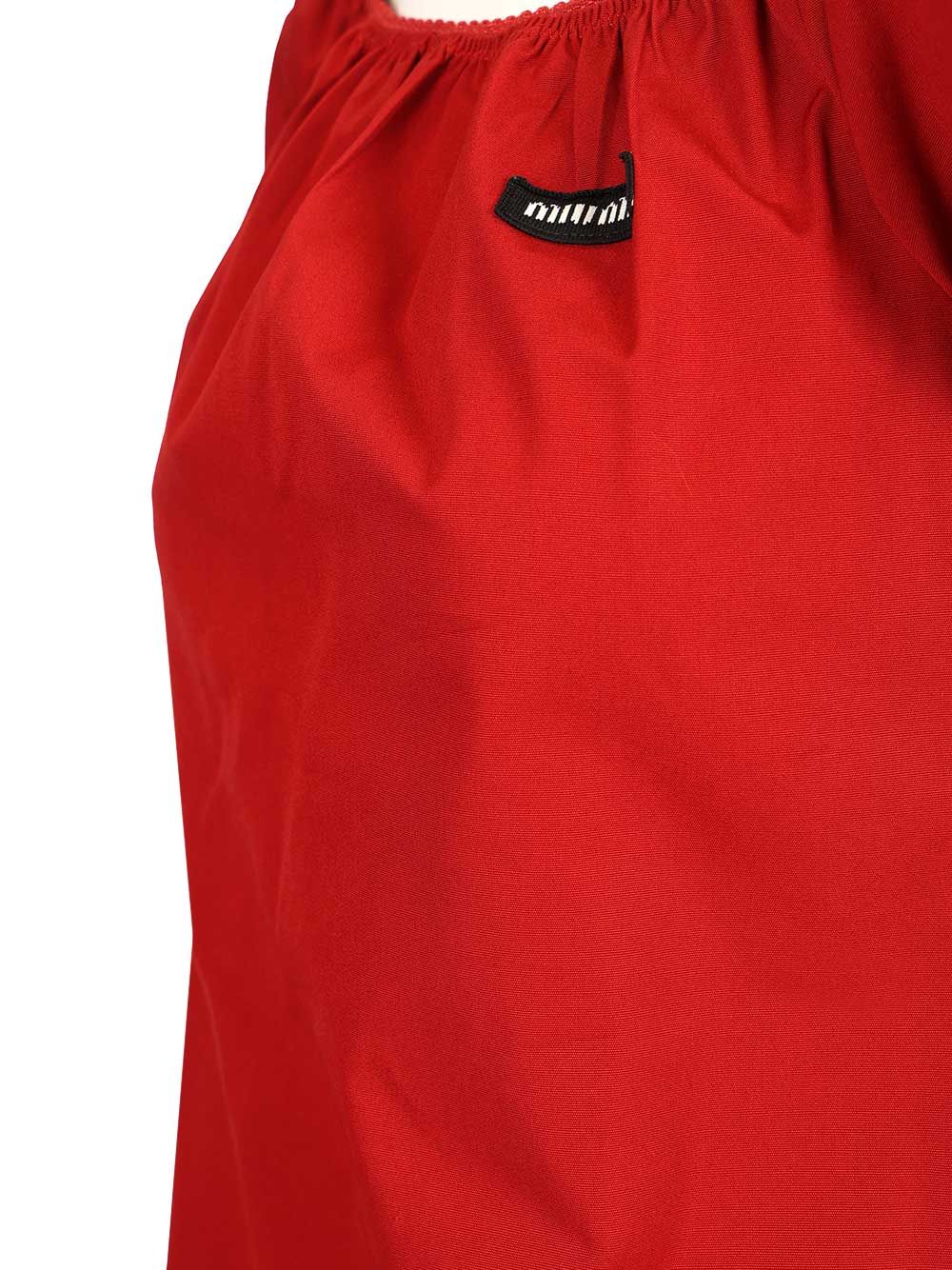 Miu Miu Cotton Midi Dress Dresses - Red | 7fbac56fdb1b21a1f127dd3265feb4b5dd6d4332