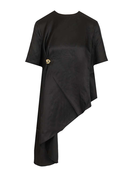 Madea 01 Draped Asymmetric Top Tops Black