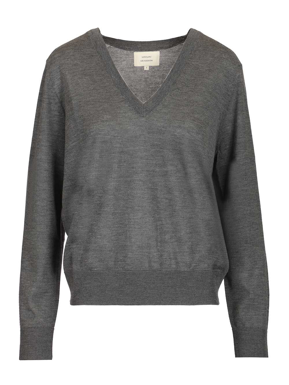 Loulou De Saison Julio Lds 01 V-Neck Sweater Knitwear - Grey | 8f8b50792b7f9f77934dd4df0c0285082155089d