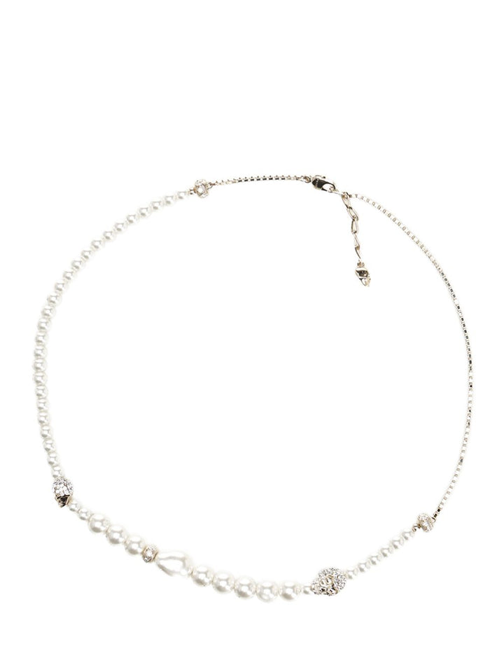 Mcqueen Skull Necklace With Pearls Jewelry - Silver | 35788a9c56b51cb6a03798ef6e3fd4a129e30c81