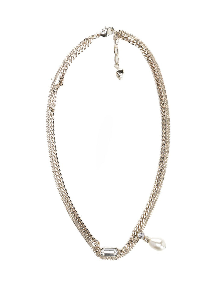 Mcqueen Skull Necklace With Crystals Jewelry - Gold | e9595238ddfadb17c6a21a9b232518b9b3bd232f
