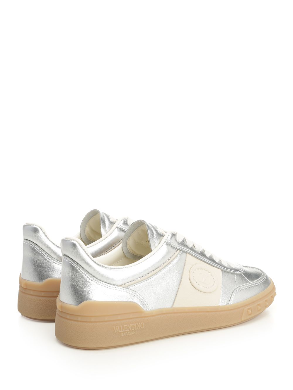Valentino Garavani Upvillage Sneaker In Laminated Calfskin Sneakers - Silver | 4bce7485a29698ea7788207f7e99ed05f89b2bea
