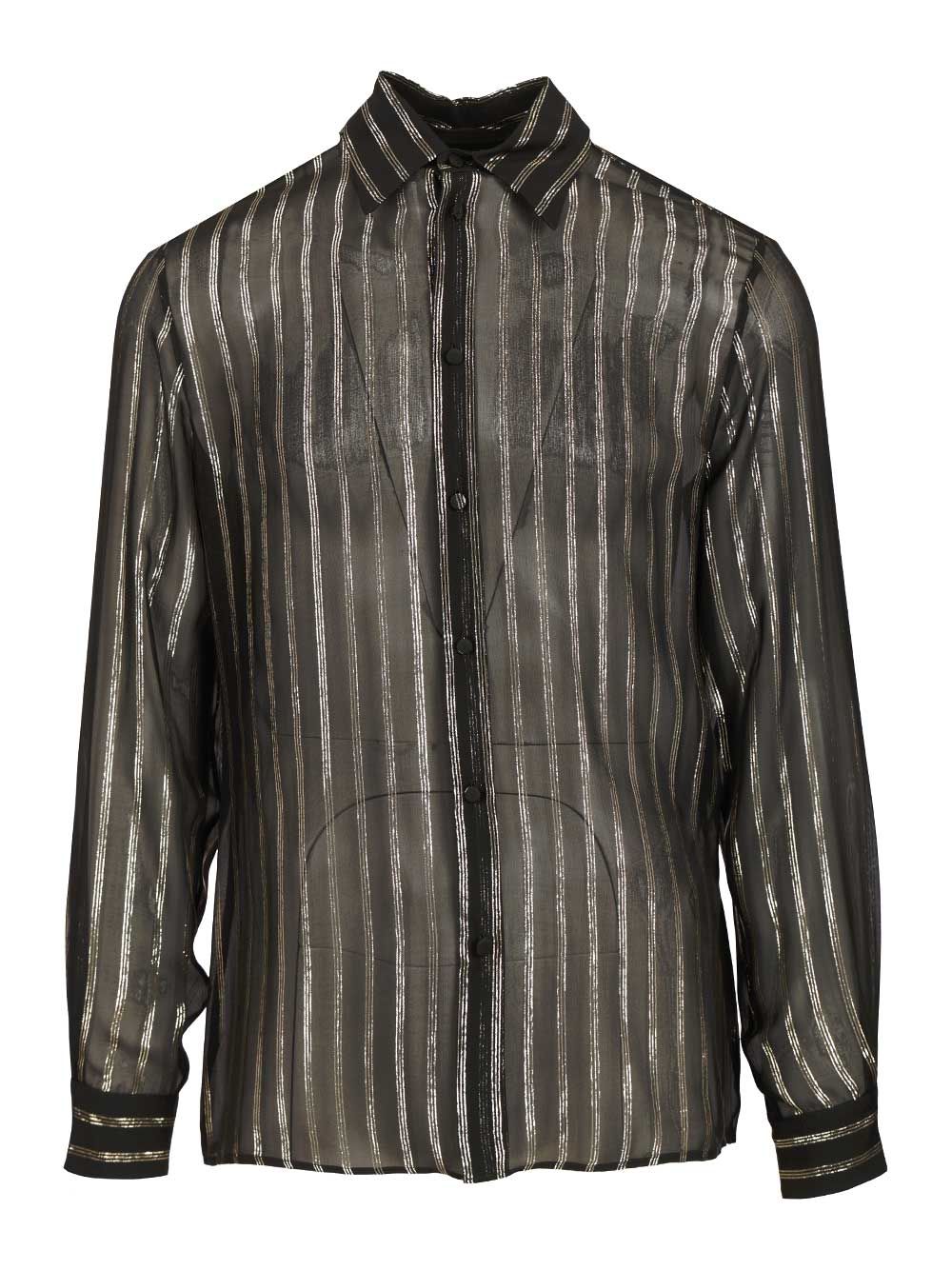 Valentino Garavani Valentino Silk And Lurex Chiffon Shirt Shirts - Black | 80396882993b0bd61d5d2712852954de7d3ea6db