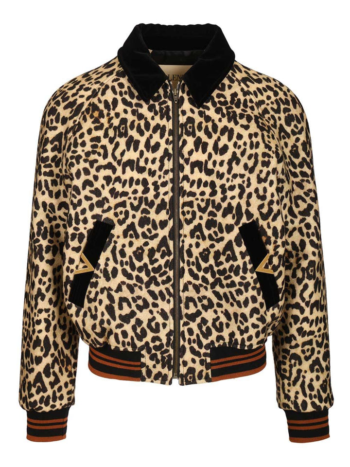 Valentino Garavani Valentino Wool Bomber Jacket Jackets - Animalier | 6b4170bf5a31910e9839ac0f6724fc31d6e4fa32
