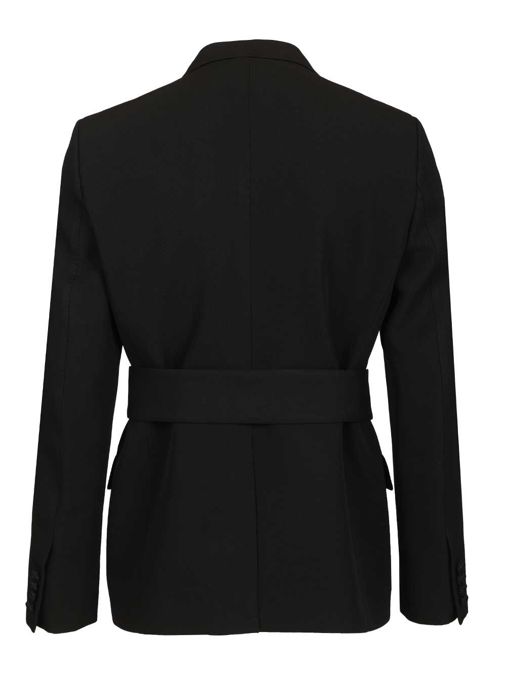 Valentino Garavani Virgin Wool Blazer With Belt Jackets - Black | aa799876f1d6e40ff2f81a14b67bc75063f05b50