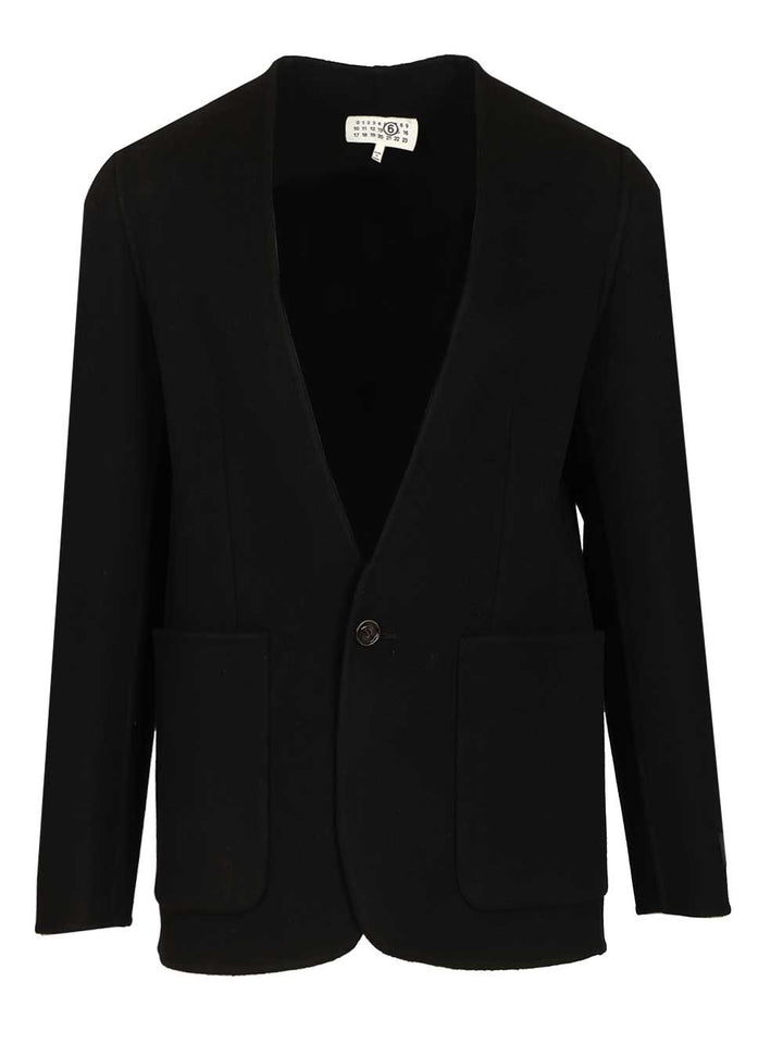 Mm6 Maison Margiela Single-Breasted Wool Jacket Jackets - Black | aa70c2c8dc224a27a5b643d2f28a8b03276d844b