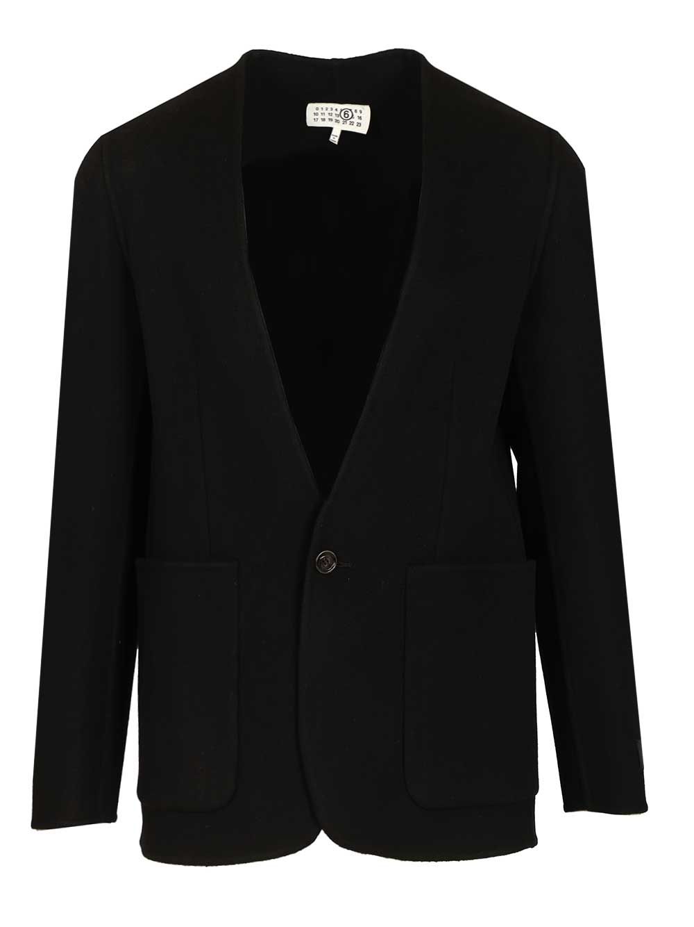 Mm6 Maison Margiela Single-Breasted Wool Jacket Jackets - Black | aa70c2c8dc224a27a5b643d2f28a8b03276d844b