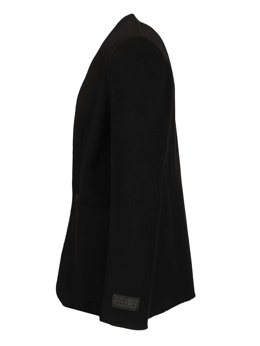 Mm6 Maison Margiela Single-Breasted Wool Jacket Jackets - Black | 65df88aa45e39da32531afe0af5bf8fa5c550e14