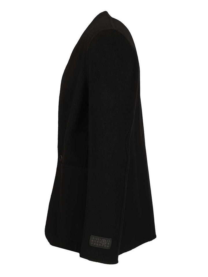 Mm6 Maison Margiela Single-Breasted Wool Jacket Jackets - Black | 65df88aa45e39da32531afe0af5bf8fa5c550e14