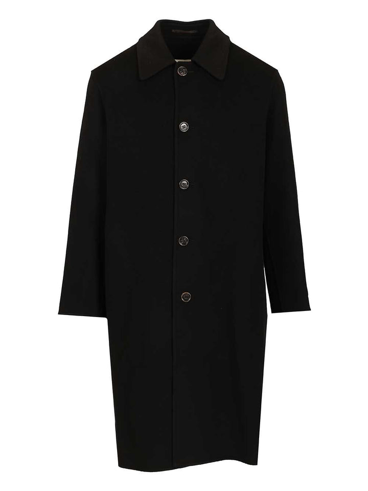Mm6 Maison Margiela Single-Breasted Wool Coat Coats - Black | 7451b0907717be4fe58d103c27c8b0128b94b10e