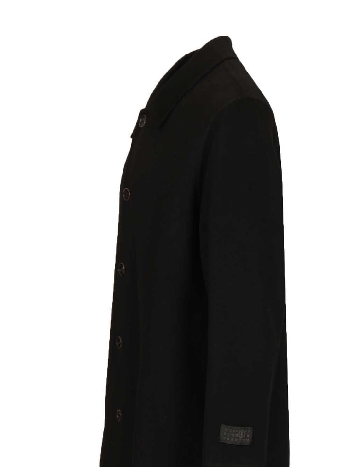 Mm6 Maison Margiela Single-Breasted Wool Coat Coats - Black | 372d69d96f664e76e3092eaa665d14bfbd246a0b