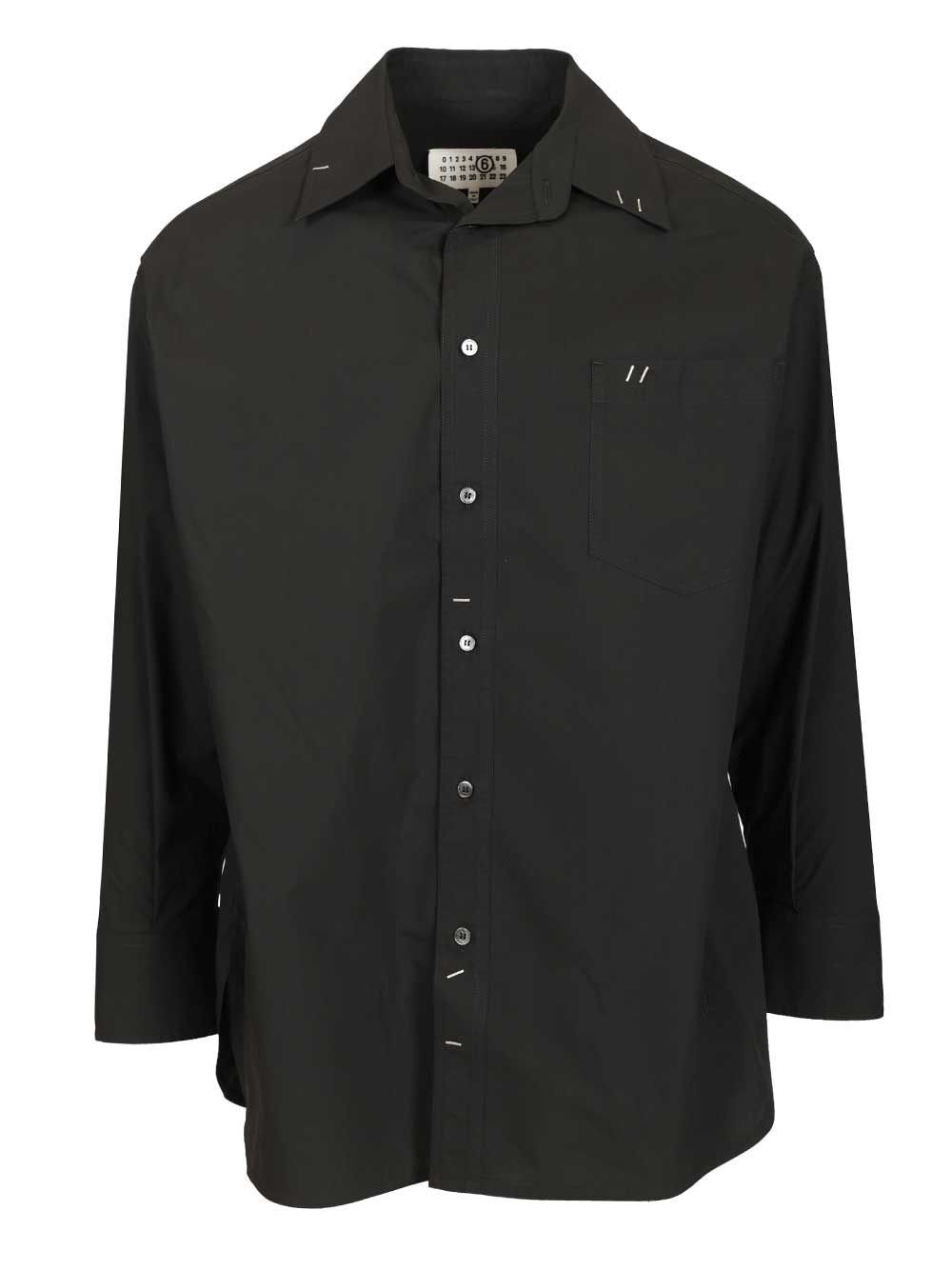 Mm6 Maison Margiela Long-Sleeved Cotton Shirt Shirts - Black | 89b26e51fc7ccfe9d1fd48f0e194fd9411dbfc87